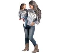 Y&TBABY Mommy and Me Love Print Pull à manches longues T-shirt familial assorti décontracté T-shirt Vêtements Tenues, gris, 2-3 ans