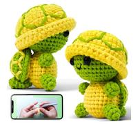 Y-times Kit de crochet pour débutants, kit de crochet tortue à faire soi-même, apprendre à crocheter pour adultes et enfants, fournitures de kit de tricot animaux, accessoires y compris crochet de fil