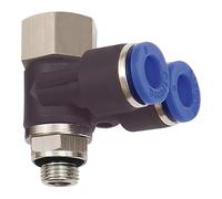 Y-Winkel - Serie bleue rotative G/G 3/8 i./a., pour Schl.-Diamètre extérieur 10 mm, pression de travail max. 15 bar, plastique/MS vern.