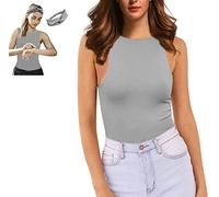 Y WJing Yi Jia Body sans manches à col rond avec string dos nu pour femme - Body gainant sexy - Justaucorps, gris, M