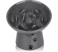 Y YHY 15,24 cm chat Slow Feeder céramique élevé chien bol chat, gris