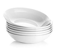 Y YHY Assiettes Creuses Lot de 6, 20,3 x 4,0 cm cm Assiette pour Pates en Porcelaine, Bols à Pâtes Creuse, Assiette Creuse de Présentation, Creuse de Service pour Maison et Restaurant-760 ml, Blanc