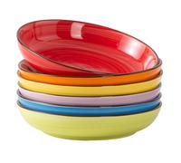 Y YHY Assiettes Creuses Lot de 6, 21,6 x 4,5 cm Assiette pour Pates en Porcelaine, Bols à Pâtes Creuse, Assiette Creuse de Présentation, Grand Creuse de Service pour Maison et Restaurant-880ml, Muti