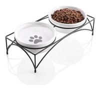 Y YHY Ecuelles pour chat 12 cm, Ecuelles pour chat surélevées avec support, 350 ml Blanc G