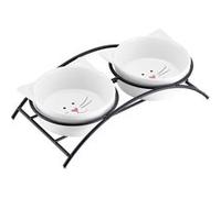 Y YHY Gamelles pour Chat, Gamelles surélevées pour Nourriture et Eau, Gamelles en céramique pour Chat surélevées, Plats pour Chat ou Petits Chiens, 355ml, Design de Chat Mignon, Passe au Lave-Vaissell