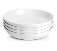 Y YHY Lot de 4 grands bols à pâtes de 24,8 cm, grands bols à salade de 1,4 l, bols de service en céramique, larges et peu profonds, passent au micro-ondes et au lave-vaisselle, blanc