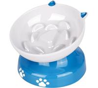 Y YHY Mangeoire lente pour chien et chat Ecuelle pour chat surélevée et basculante, bleu & blanc
