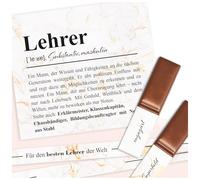 Y062 Lot de 3 feuilles d'autocollants au format A4 pour boîte de 250 g - Cadeau sans barre de chocolat pour dire merci personnellement - Y062 (17 enseignants)