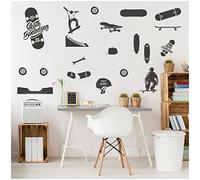 Y065 Sticker mural 3 DIN A4 pour chambre d'adolescent, chambre d'enfant, salon, fille, garçon, adolescent, sans nom de votre choix, 04 skateboard)