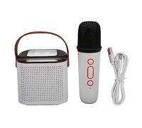 Y1 Mini Home Karaoke Machine avec des lumières RVB 1 Microphone sans Fil avec Batterie intégrée Bluetooth Portable Bleetooth pour Les fêtes Chantant Le Plaisir (Blanc)