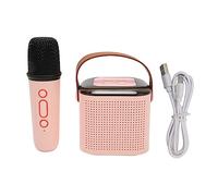 Y1 Mini Home Karaoke Machine avec des lumières RVB 1 Microphone sans Fil avec Batterie intégrée Bluetooth Portable Bleetooth pour Les fêtes Chantant Le Plaisir (Rose)
