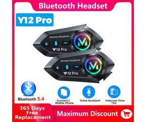 Y12 Pro casque de moto Bluetooth casque interphone Distance 500M IP56 poussière et étanche Assistant vocal mélange partage de musique 1PC Soft Mic