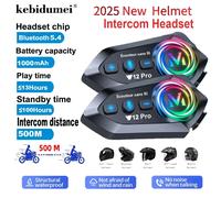 Y12 Pro double micro casque de moto interphone casque sans fil mains libres appel étanche lecteur de musique haut-parleur FM Radio écouteur 2-in-1 Mic