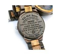 (Y1806) À mon fils - Tu es capable d'accomplir tout ce que tu veux Montre gravée en bois Gravure