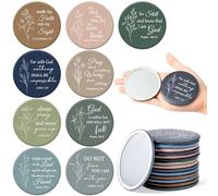 Y1tvei Lot de 36 mini miroirs compacts chrétiens - 36 pièces avec verset de la Bible - Miroir de poche rond portable - Miroir de maquillage inspirant chrétien - Cadeau pour femme