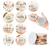 Y1tvei Lot de 36 miroirs compacts avec Verset de la Bible - Cadeaux chrétiens bohèmes en Vrac, Mini miroirs compacts Inspirants pour Petit Miroir de Maquillage Rond Portable pour Sac à Main, église,