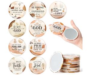 Y1tvei Lot de 36 miroirs compacts avec Verset de la Bible - Cadeaux chrétiens bohèmes en Vrac, Mini miroirs compacts Inspirants pour Petit Miroir de Maquillage Rond Portable pour Sac à Main, église,