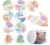 Y1tvei Miroirs compacts de la Bible aquarelle - 36 mini miroirs compacts colorés petits miroirs de poche ronds portables pour église chrétienne, cadeaux pour femmes