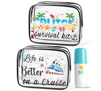 Y1tvei Trousse de maquillage en PVC transparent avec motif - Trousse de toilette transparente à fermeture éclair - Étanche - Organiseur de voyage pour femme, Croisière, 9.4 x 2.4*7 inches, Sac de