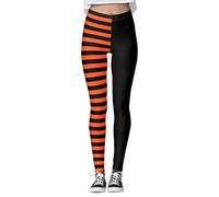 Y20K Costume de fête d'Halloween populaire de la mode pantalon de yoga Hallowstripes pour femme élastique Leggings rayés d'Halloween noir et orange imprimé pantalon de sport pantalon de sweat, Noir ,