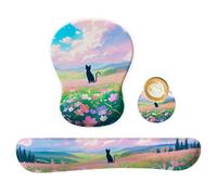Y27 Ensemble de tapis de souris 3 en 1, tapis de souris avec coussin en gel, repose-poignet, clavier et dessous de verre, ergonomique, antidérapant, repose-poignets pour la maison, le bureau (Y27)
