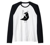 Y2K 90s Corbeau foncé avec Couteau Manche Raglan