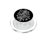 Y2K 90s Line Art Orchidée Fleur Tatouage Style PopSockets PopGrip pour MagSafe