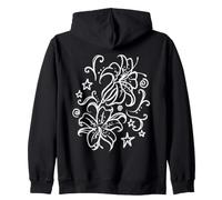Y2K 90s Line Art Orchidée Fleur Tatouage Style Sweat à Capuche