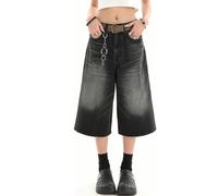 Y2k Baggy Jean Shorts Jorts Y2k Hip Hop Shorts Skater Jeans Grunge Jorts Esthétique Pantalon, 7fen# Noir, Taille M