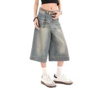 Y2k Baggy Jean Shorts Jorts Y2k Hip Hop Shorts Skater Jeans Grunge Jorts Esthétique Pantalon, Bleu Cyan, Taille M