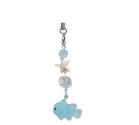 Y2K Bleu Mer Poisson Étoile de Mer Téléphone Charmes Pendentif Mignon Perle À La Main Douce Fille Porte-clés Pour Sac Caméra Suspendus