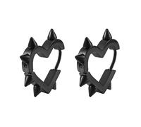 Y2K Boucles d'oreilles créoles en forme de cœur à pointes pour femme, gothique, grunge, noir, punk gothique, emo, Acier titane, Pas de gemme
