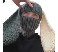 Y2k - Cache-cou tricoté pour filles, enfants, adolescents, cyclisme, ski, joli œil d'hiver exposé pour adolescents, ski, couleur unie, temps froid, réglable, protège contre les UV, Gris clair et blanc
