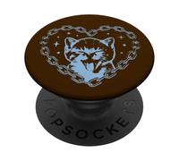 Y2K Cat Chain Heart Cute Emo Goth 90s 2000s Vintage Graphic PopSockets PopGrip Adhésif