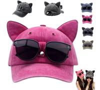 Y2K Cat Ear Trucker Hat with Detachable Sunglasses,Cat Ear Baseball Cap