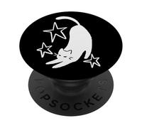 Y2K Chat endormi Mignon des années 90 s'étirant sous Les étoiles PopSockets PopGrip Adhésif