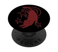 Y2K Chat Tomcat endormi des années 90 s'étirant sous la Queue étoilée PopSockets PopGrip Adhésif