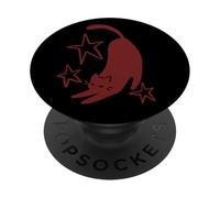 Y2K Chat Tomcat endormi des années 90 s'étirant sous Les étoiles PopSockets PopGrip Adhésif