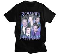 Y2k Clothes Vintage Camisetas Robert Pattinson T Shirt Men Fashion T-Shirt Tees Hip Hop Black Tops Tees Tshirt Black M