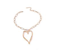 Y2K Collier plastron en forme de grand cœur doré pour femme - Chaîne épaisse réglable, grand ras du cou avec pendentif en forme de cœur exagéré, bijoux tendance audacieux, necklace, Acrylique, Ormeau