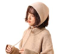 Y2k Écharpe triangulaire en laine d'hiver pour femme - Chapeau de protection auditive tricoté doux et chaud avec nœud au menton pour le quotidien, les voyages, les fêtes (#1, 50 x 20 cm)