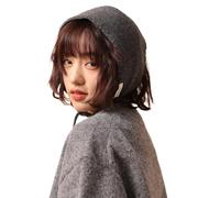 Y2k Écharpe triangulaire en laine d'hiver pour femme - Chapeau de protection auditive tricoté doux et chaud avec nœud au menton pour le quotidien, les voyages, les fêtes (#2, 50 x 20 cm)