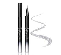 Y2K Eyeliner pailleté argenté, eyeliner métallique, crayon Kajal imperméable - 04 Silver Diamond Liquid Liner, eyeliner métallique avec brillance, hautement pigmenté pour fête, festival, fard à