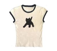 Baby Tees Femmes Graphic Tops Y2K Grunge Vêtements, noir/blanc, Taille S