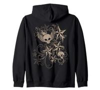 Y2k Grunge 2000s Skull Star Emo Harajuku Goth Scene Brown Sweat à Capuche