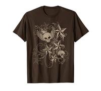 Y2k Grunge 2000s Skull Star Emo Harajuku Goth Scene Brown T-Shirt
