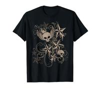 Y2k Grunge 2000s Skull Star Emo Harajuku Goth Scene Brown T-Shirt Graphique avec Valeur