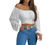 Y2K Haut tube à épaules dénudées pour femme, sans bretelles, haut bandeau d'été pour sortir, tenue tendance à nouer dans le dos, bustier de plage, rendez-vous galant, soirée, blanc, XL