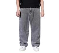 Y2k Jean baggy pour homme avec jambes larges, coupe décontractée, coupe décontractée, style hip-hop, streetwear, skatewear, coupe droite, coupe ample, gris, 7XL