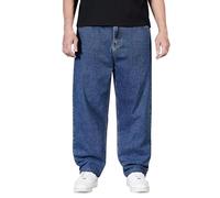Y2k Jean Baggy pour Homme avec Jambes Larges, Coupe Décontractée, Style Hip-Hop, Streetwear, Skatewear, Coupe Droite, Ample, Bleu Foncé, M